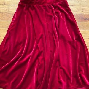 Red Velvet Midi Skirt
